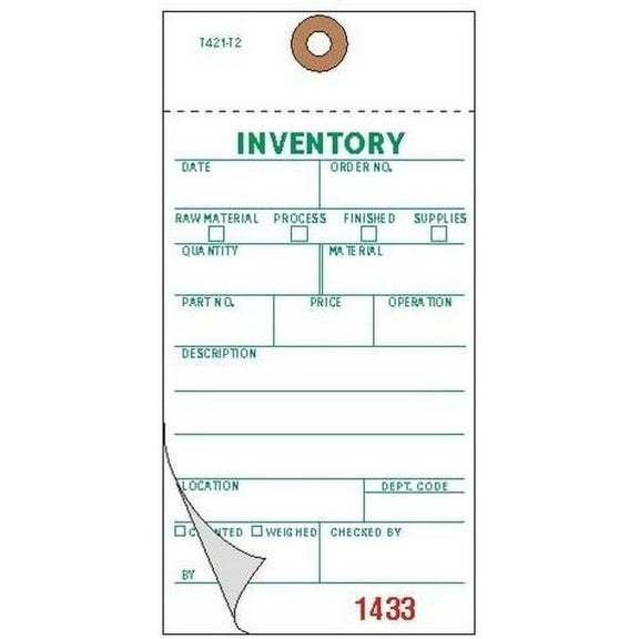 Inventory Tags, 2-Ply Carbonless, White TYVEK®, Plain, Number Sequence per factory - Pack of 100