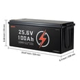 thumbnail image 4 of VEVOR 24V 100Ah LiFePO4 Lithium Battery, Built-in 50A BMS, Deep Cycle Lithium Rechargeable Battery with Low Temperature Protection, 4000+ Cycles, Max. 2560Wh, for RV, Camper, Trolling Motors, Marine, 4 of 9