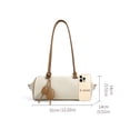 thumbnail image 6 of Genuine Cowhide Women Shoulder Bag, White Leather Underarm Bag, Barrel Style Tote, 6 of 6