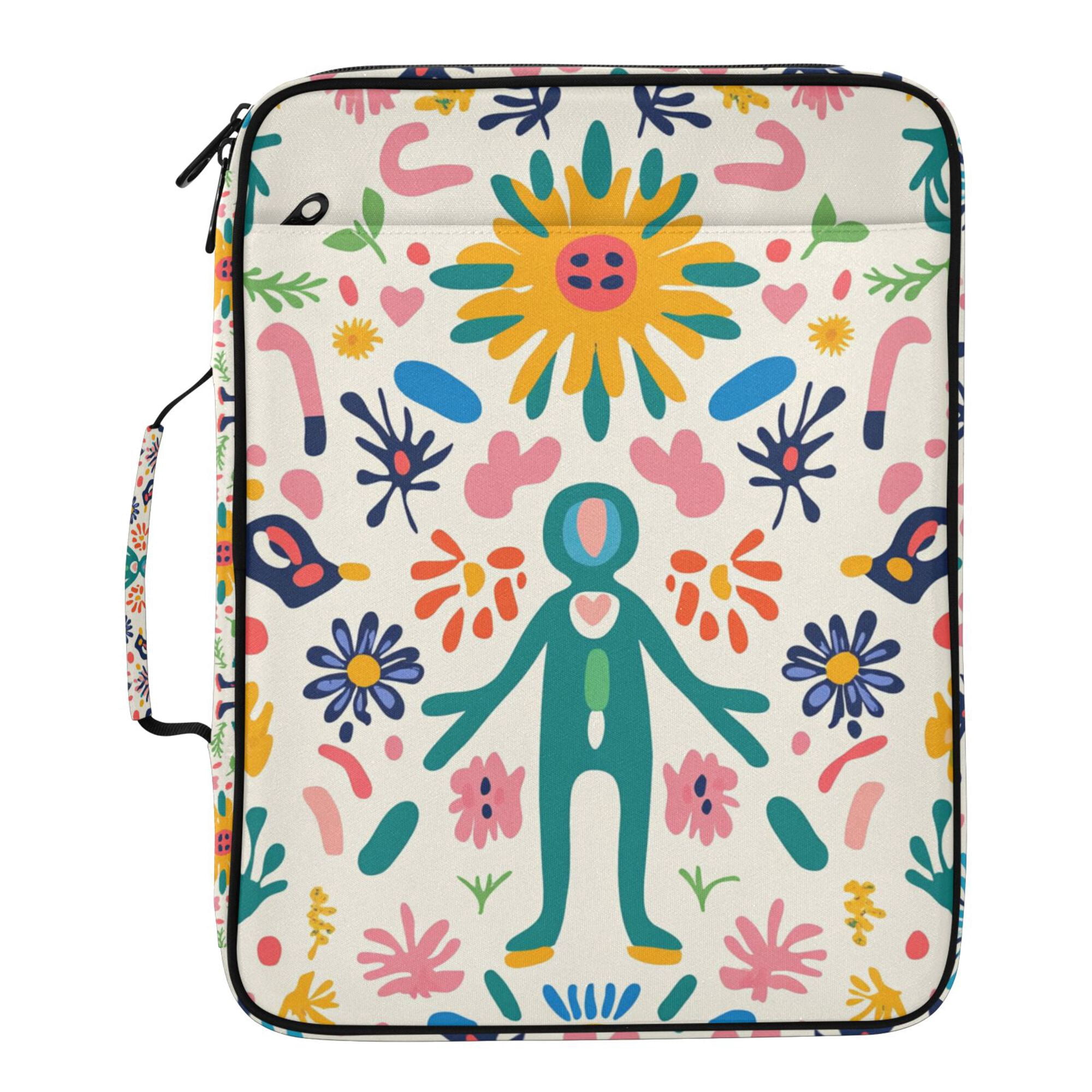 FORMRS Accordion File Folder A4 Size 7-Pocket Expanding Document Organizer Bag with 3 Ring Binder, Abstract Floral