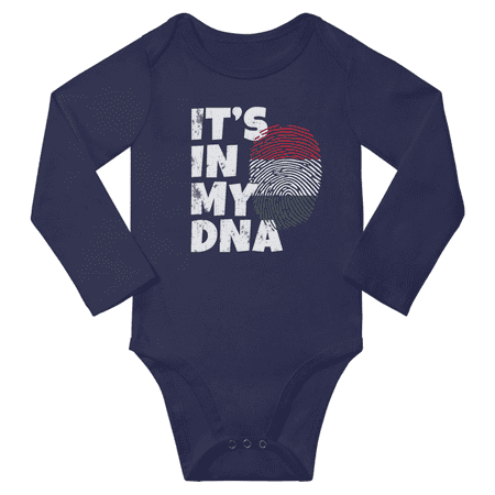 

It s In My Hungarian DNA Baby Long Sleeve Bodysuit Outfits (Navy 6 Months)
