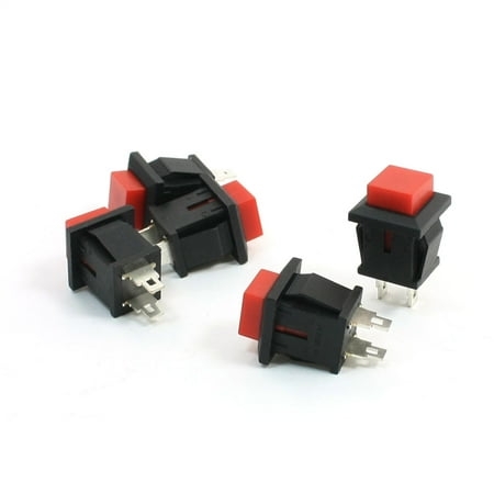 Square Push Button - 5xAC250V 1A Square Head Momentary Panel Mount Push Button Switch SPST