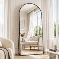 thumbnail image 3 of Antok Arched Full Length Mirror 71"x32", Standing Floor Mirror with Black Frame, Durable Anti-Shatter Glass, Freestanding/Wall Mountable for Bedroom, Living Room, Dressing Room, 3 of 7