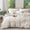 02- Light Khaki & White (No Comforter)-King (104"x90"), variant on Washed Cotton Striped Textured Duvet Cover 01- White (No Comforter), Full (80"x90") Boho Chic All Season Use