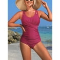 thumbnail image 4 of Sociala Ruched V Neck One Piece Swimwear Tummy Control Bath Suit Adjustable Straps Swimsuit, 4 of 6
