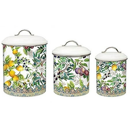 3 Piece Metal Kitchen Canister Set Tuscan Grove Set Of 3 Metal