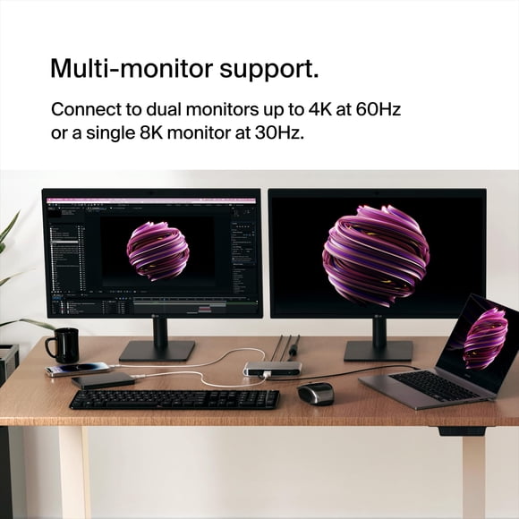 Belkin Connect Thunderbolt 4 Docking Station 5-in-1 USB-C Multiport Core Hub w/ 96W Power Delivery for Mac Windows Single 8K or Dual 4K Display Thunderbolt 4 Cable & Power Supply Included