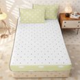 thumbnail image 4 of Erosebridal Soft Lime Polka Dot Zipper Twin Comforter Sets with Fitted Sheet and 2 Pillowcases,Micro Dot Reverse Side Print Zipper Bedding Set,Pale Yellow White,4-Piece,Reversible, 4 of 6