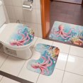 thumbnail image 5 of Pink Octopus Bathroom Rugs Set Nautical Watercolor Ocean Octopus Starfish Coral Linen Non Slip Absorbent Soft Bath Mats 3 Piece Set with Bathroom Rug, U-Shaped Floor Mat, Toilet Seat Cover Large Size, 5 of 9