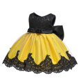 thumbnail image 4 of Aayomet Girls Dresses Baby Girls Lace Bowknot Princess Wedding Formal Tutu Dress+Headband Set Clothes,Yellow 3-6 Months, 4 of 5