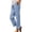 Light Blue, variant on Lmueinov Women's 100% Cotton Straight Leg Ankle Pants, Elastic High Waist Casual Trousers with Button Split Hem & Pockets, Breathable Summer Commute Vacation Pants for Women S-2XL