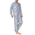 thumbnail image 2 of Naloa Rabbit And Butterfly Men’s Pajamas Set - Long Sleeve Button Down Sleep Shirt and Pajama Bottoms Sleepwear Set-XX-Large, 2 of 7