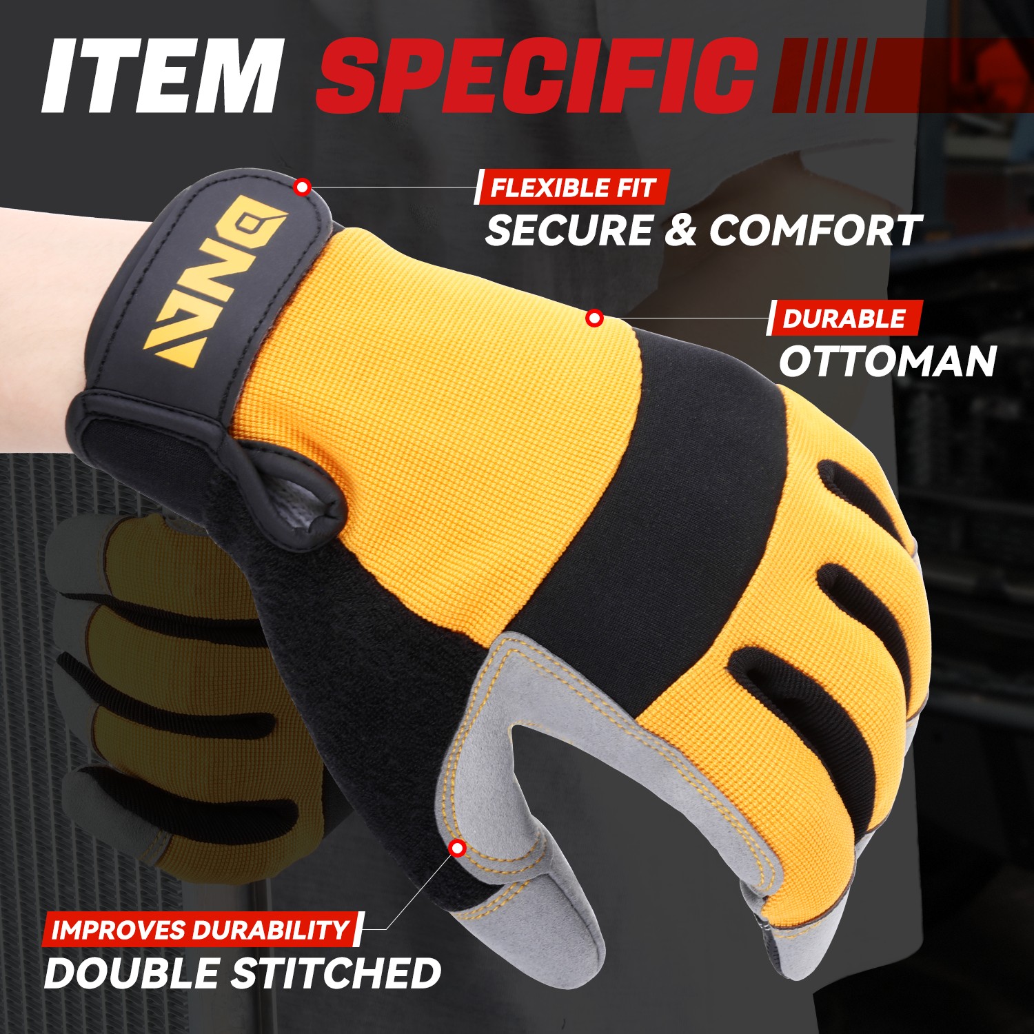 DNA Motoring 4 Pair Multi-Purpose Construction Gardening Utility Mechanic Work Gloves Yellow
