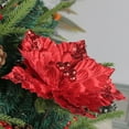 thumbnail image 5 of Christmas Flowers, Artificial Silk Flowers, Xmas Tree Wreath Decoration, Glitter Red White Gold Poinsettia Blooms for Home Holiday Party Wedding New Year Festive Decor, 5 of 7