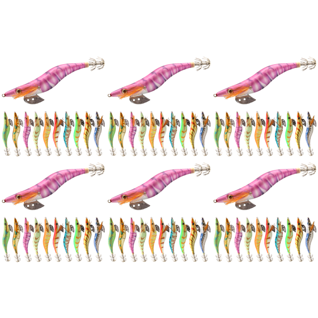Señuelo luminoso para calamar, anzuelo de madera para camarones (2,5), 10 Uds.