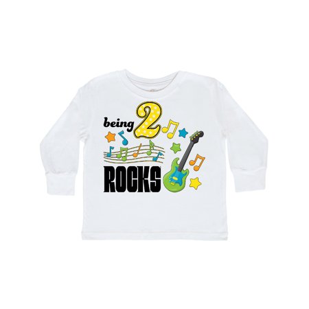 

Inktastic Being Two Rocks- second birthday Gift Toddler Boy or Toddler Girl Long Sleeve T-Shirt