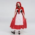 thumbnail image 5 of IBTOM CASTLE Women's Little Red Riding Hood Costume Halloween Christmas Party Dress up with Hooded Cloak Velvet Cape for Photo Prop L Red + Black, 5 of 8