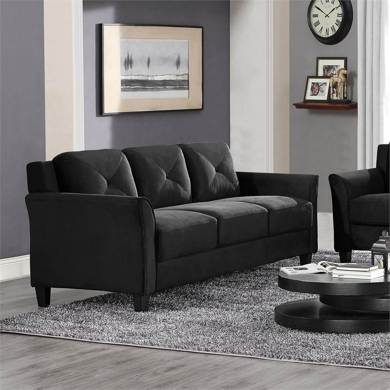 Black microfiber living room set deals