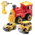 thumbnail image 1 of Camiones de juguete | Desmontar juguetes con taladro eléctrico | Se convierte en coche de control remoto | 3 en 1 autobús escolar, taxi, tren juguetes para desmontar niños | PROVENIR, 1 of 5