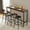 Brown + MDF+Metal + Metal, variant on 3 Pieces Round Bar Table and Chairs Set, Small Dining Table for 2 with 2-Tier Storage & 2 PU Upholstered Bar Stools for Kitchen, Dining Room, Living Room, Bar, Cafe, Small Space Corner, Rustic Brown