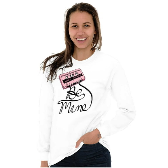 Be Mine Funny 1980s Valentines Day Women's Long Sleeve T Shirt Brisco Brands M