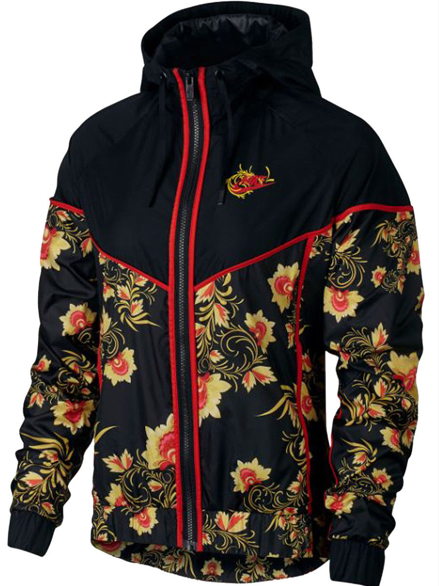 Nike Womens Sportswear Floral Print Windrunner Jacket Navy/Black New (Black,XS) - image 1 of 2