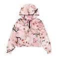 thumbnail image 4 of Xoenoiee Butterfly Cherry Blossom Print Girls Sweatshirt Half Zip Pullover Lightweight Casual Long Sleeve Hoodie Fall Clothes Outfits with Front Pocket, Size 9-10 Years, 4 of 7