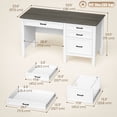 thumbnail image 2 of 54" Farmhouse Executive Computer Desk with 4 Drawers, White Wood Grain Office Desk with Adjustable File Rails for A4/Letter Folders, Spacious Writing Table for Home Study, 2 of 7
