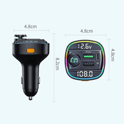 NAVOROGE Bluetooth 5.0 Car Wireless FM Transmitter Car Adapter QC3.0 & Type C PD USB Charger AUX with Hands-Free Calling & Audio Receiver, MP3 Music Player, 7 Colors LED Backlit