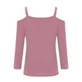 thumbnail image 6 of Going Out Tops for Women Fashion Sexy Long Sleeve Cold Shoulder Blouse Casual Slimming 3/4 Sleeve Pullover Ladies Classic Elegant Solid Simple Versatile T-Shirts, 6 of 7