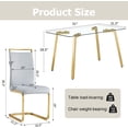 thumbnail image 3 of LUFTUT 5-Piece Glass Dining Table Set for 4, 51" Rectangular Tempered Glass Table with Gold Metal Legs, 4 Light Gray PU Leather Upholstered Chairs, Space-Saving Kitchen & Dining Room Set, 3 of 8