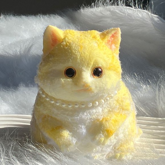 Lierteer Handmade Cat Cute Chubby Cat Plush Ornaments Stress Relieving Desktop Decoration G