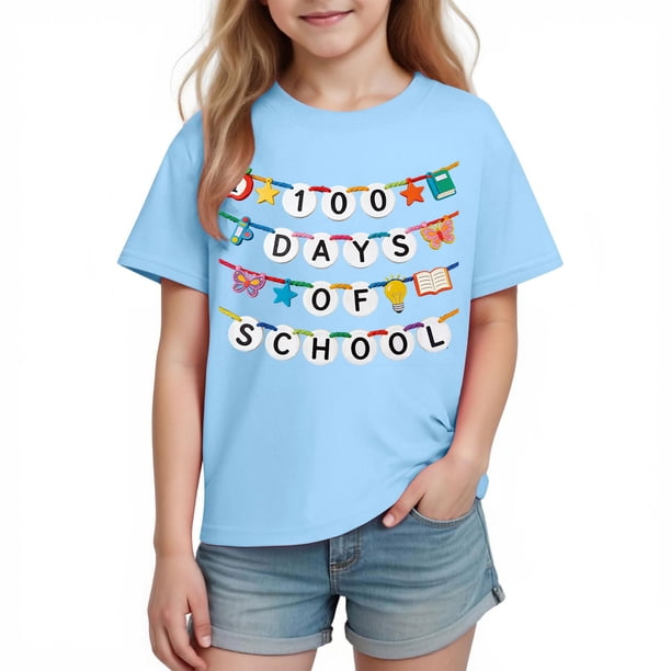 Camiseta de Manga Corta Linda Tops Niñas Niños Gráficos Camiseta de la Escuela Temporada Imprimir Tee para Niños