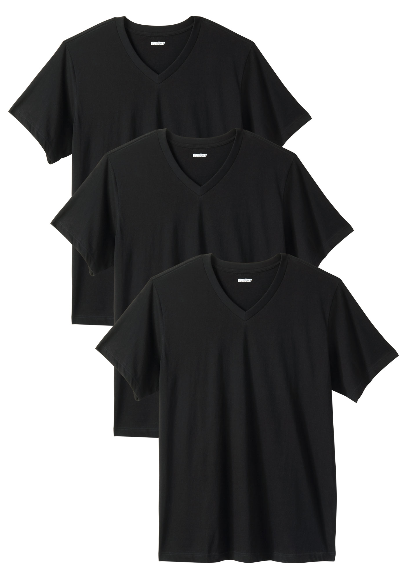 KingSize Men's Big & Tall Cotton V-Neck Undershirt 3-Pack