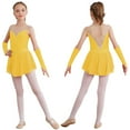 thumbnail image 3 of Oyolan Kids Girls Figure Skating Dress with Gloves Shiny Rhinestone Performance Ballet Dance Tutu Dress Leotard Yellow 8, 3 of 7