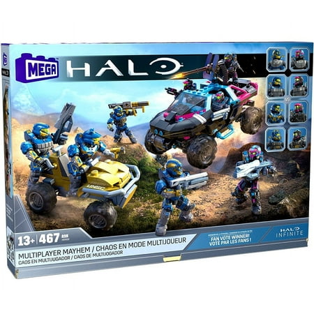 Halo Multiplayer Mayhem Set Mega Bloks (Neon Superfly Warthog, GEN XII Mongoose, Estate Gold & Neon Superfly Fireteams)