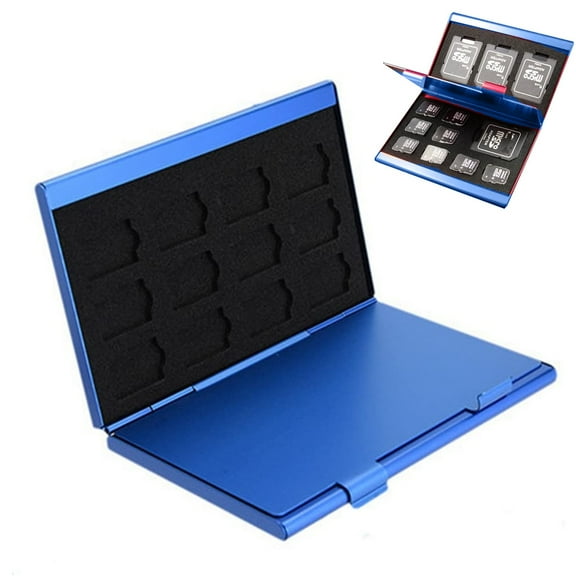 1 pcs Aluminum Memory Card Case Storage Box for SD Card TF Card Holder Case Hold (12 Slots)C