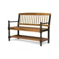 thumbnail image 6 of Noble House Imperial Outdoor Rustic Acacia Wood Bench with Shelf in Teak/Black, 6 of 6