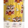 thumbnail image 6 of Sheer Curtains 72 Inches Long, Chinese Wind Semi Sheer Curtains Light Filtering Window Treatment, New Year Painting Lion Dance Yellow Privacy Voile Drapes for Living Room Bedroom 52x72 Inch, 6 of 7
