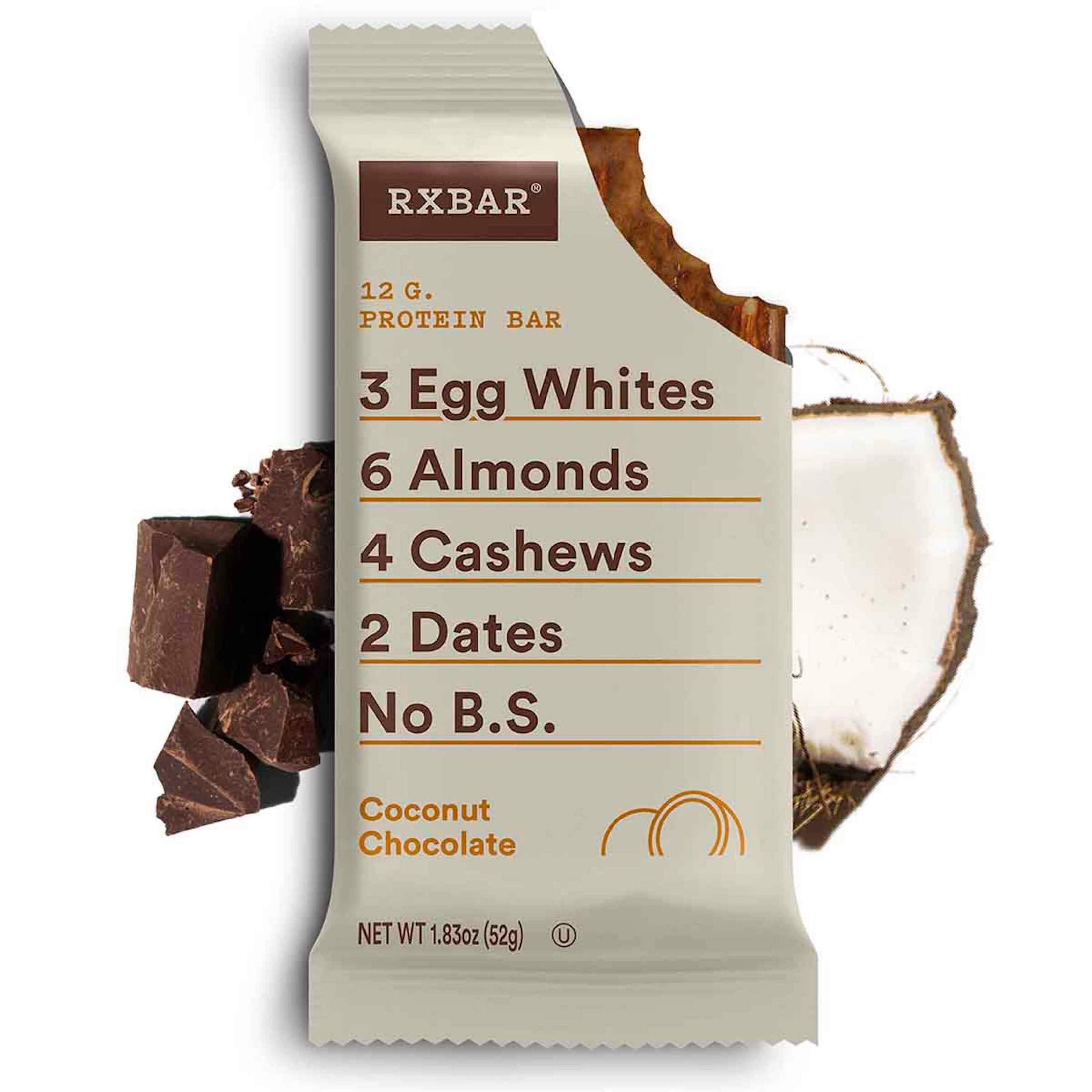 RXBAR Gluten-Free Coconut Chocolate Chewy Protein Bars, 12g Protein, 7.32 oz, 4 Count