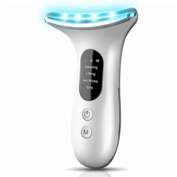 Masajeador facial eléctrico, dispositivo antiarrugas con 4 modos, masajeador facial de cuello con vibración