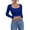 Royal Blue, variant on Long Sleeve Crop Tops for Women Ribbed Square Neck Slim Fitted Casual Lady Fashion Top Black XS