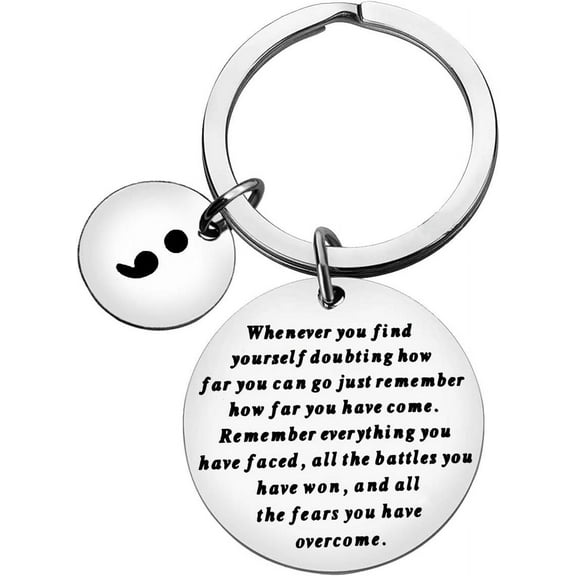 Semicolon Keychain Suicide Prevention Awareness Depression Awareness Inspirational Gift Encouragment Gift Keychain Mental Health Jewelry Christmas Birthday Gift