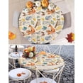 thumbnail image 6 of Round Fitted Tablecloths with Elastic Edge Thanksgiving Cute Fox Hedgehog Owl on Retro Oil-Proof Waterproof Wipeable Table Cover for Kitchen Dining Party Decor Autumn Leaf Table Clothes,45" - 54", 6 of 6