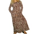 thumbnail image 2 of Robe Longue d'Automne pour Femmes Style Décontracté Imprimé Zèbre Manches Longues Col Évasé Jupe Slim Robe de Soirée, 2 of 7