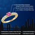 thumbnail image 2 of Gem Stone King 14K Yellow Gold Pink Created Sapphire and Lab Grown Diamond Engagement Ring for Women | 1.43 Cttw | Round 5MM | Gemstone September Birthstone | Size 5, 2 of 6