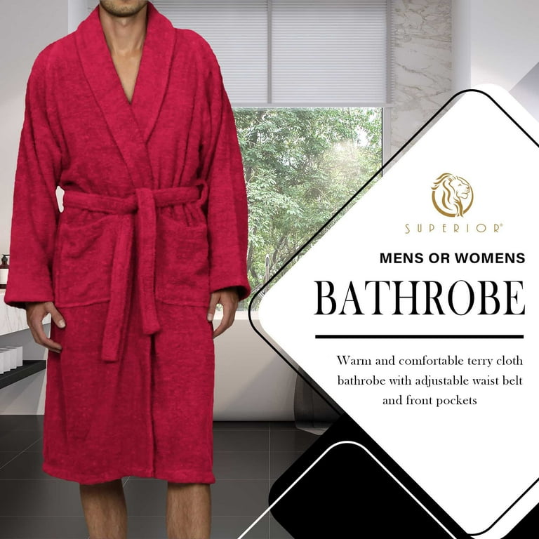 Superior Cotton Terry Adult Unisex Soft Lightweight Bathrobe