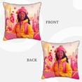 thumbnail image 3 of Xecao Digital Nomad Pink Landscape Print Soft Velvet Decorative Throw Pillow Covers, Square Cushion Cases for Bed, Sofa, Living Room, Car, and Indoor Outdoor Use-16"x16", 3 of 8