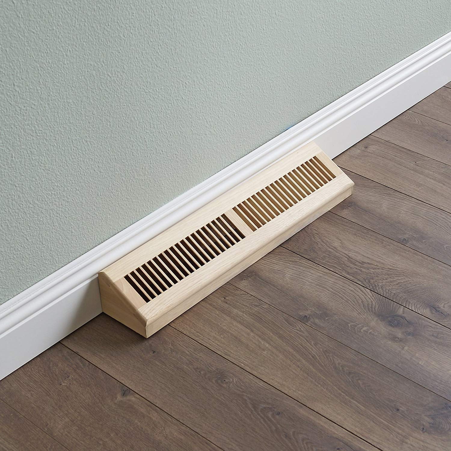 WELLAND 24" Wood Vent Floor Register Baseboard Diffuser, Unfinished