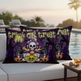 thumbnail image 4 of Halloween Outdoor Waterproof Pillow Covers, Horror Pumpkins Halloween Skull Gnomes Purple Decorative Rectangle Throw Pillowcase Sofa Cushion Sham for Patio/Couch/Chair, 20"x12" 2 Pack, 4 of 8